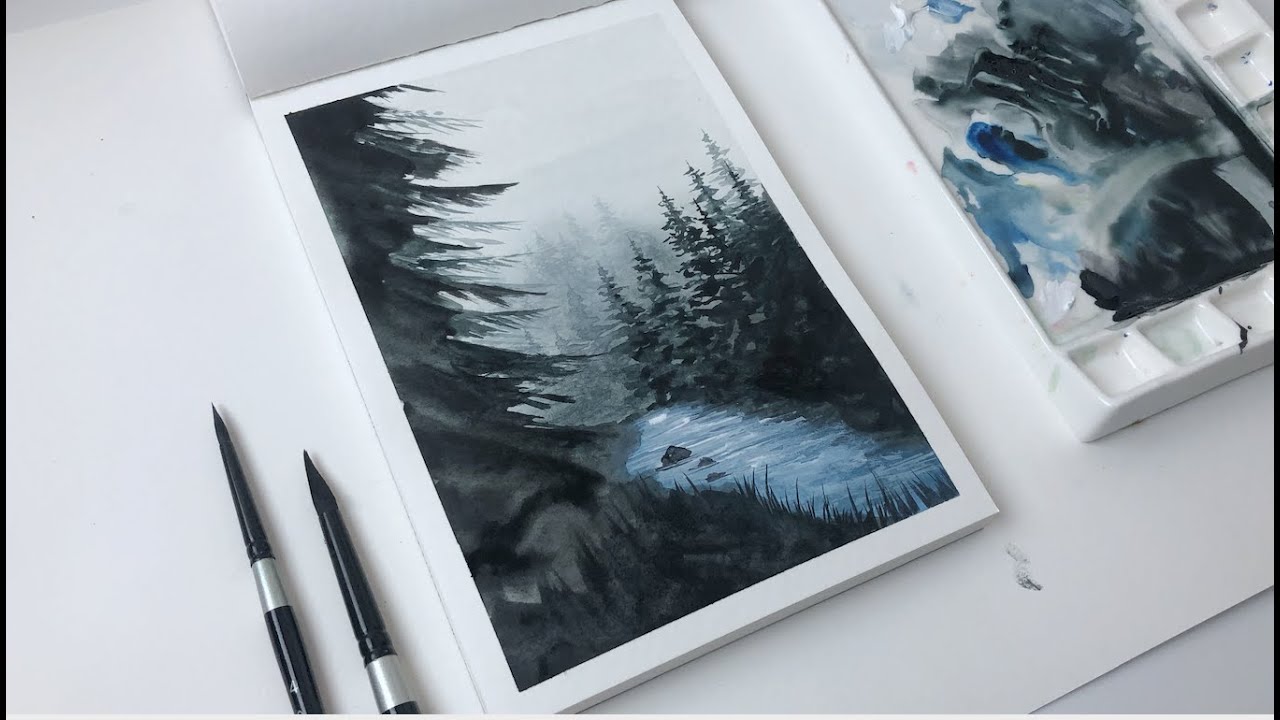 Water Coloring Painting Tutorial | Forest Landscape | Watercolor Painting For Beginners | #3