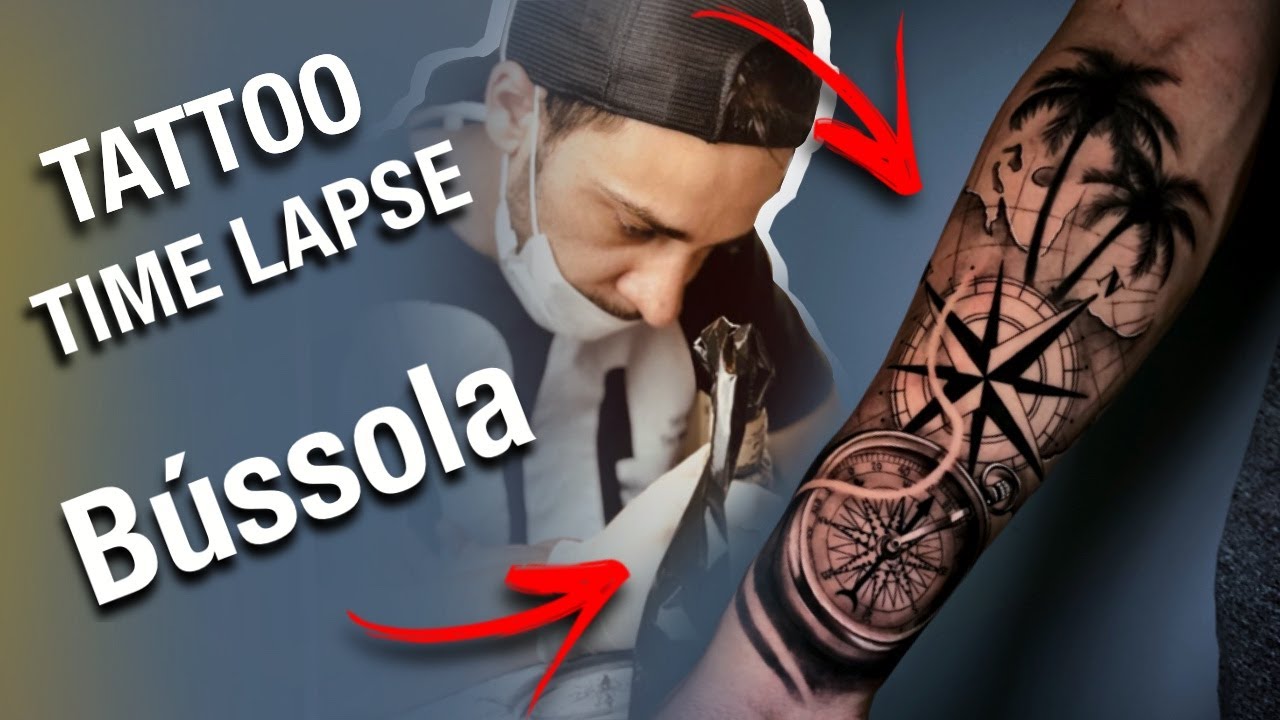 Tattoo Time-lapse bussola realista