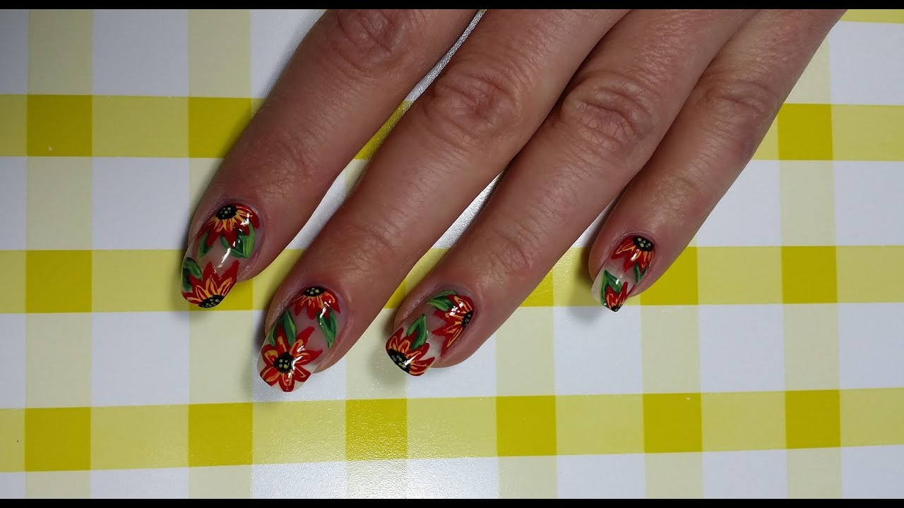 Floral One Stroke Manicure, (Nail Art Design).