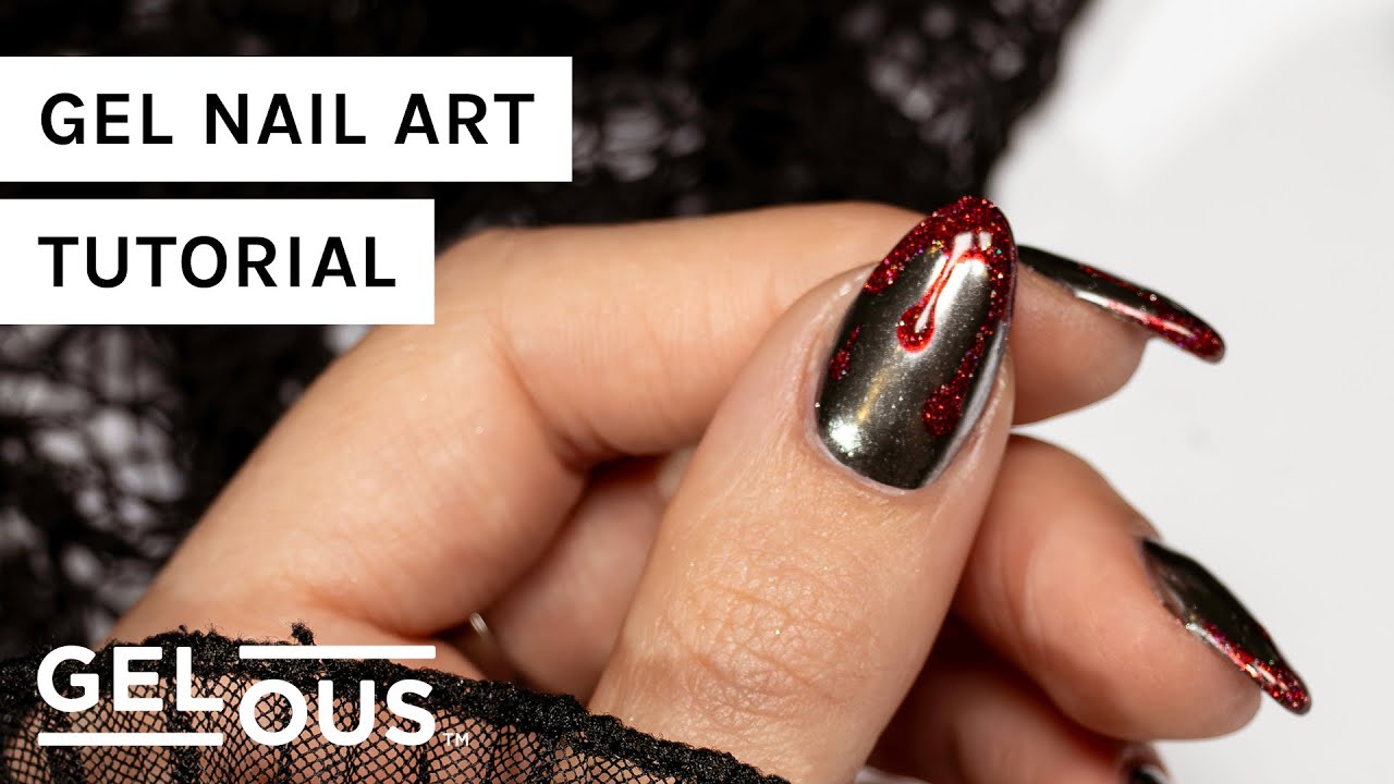 Blood Drips & Silver Chrome Powder Halloween Nails | Gel Nail Art Tutorial | Gelous Gel Nail Polish
