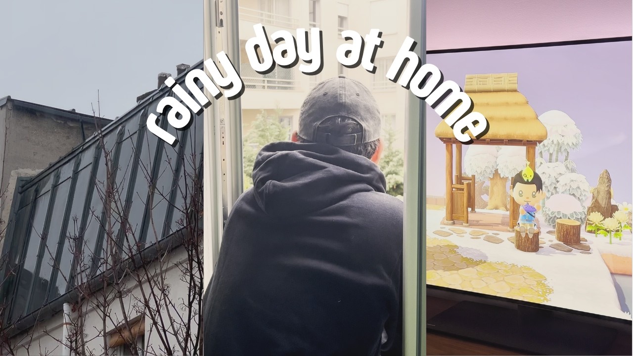 a relaxing rainy day at home 🌧️ | making matcha, reading, journaling, acnh