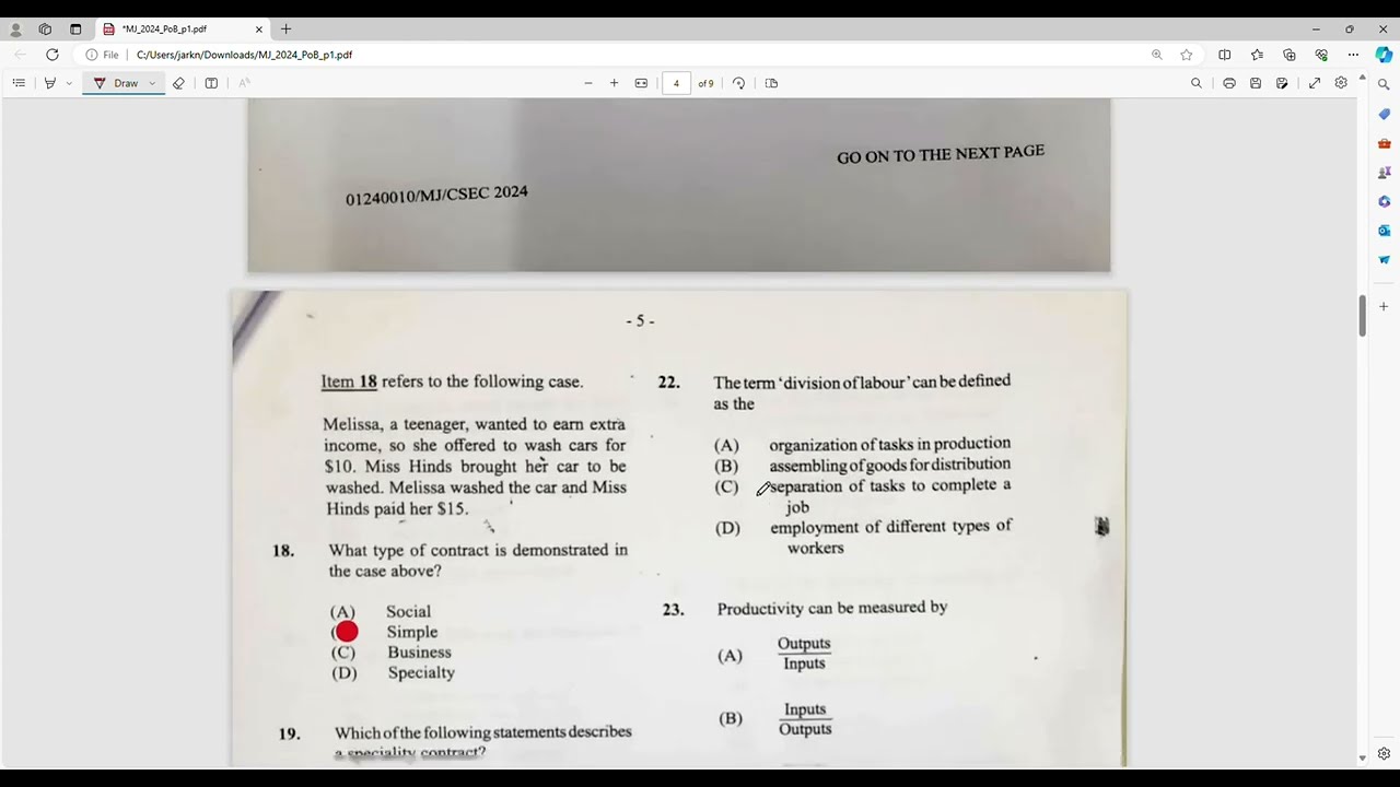 CSEC POB Paper 1 2024 Solutions