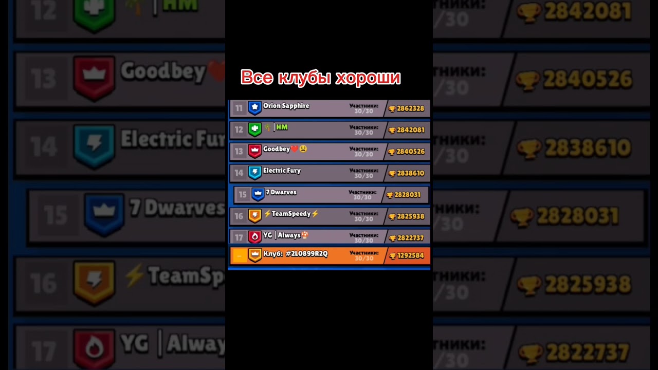 Лучшие клуб в бравл старс!!! #шортс #бравлстарс #shorts #brawlstars