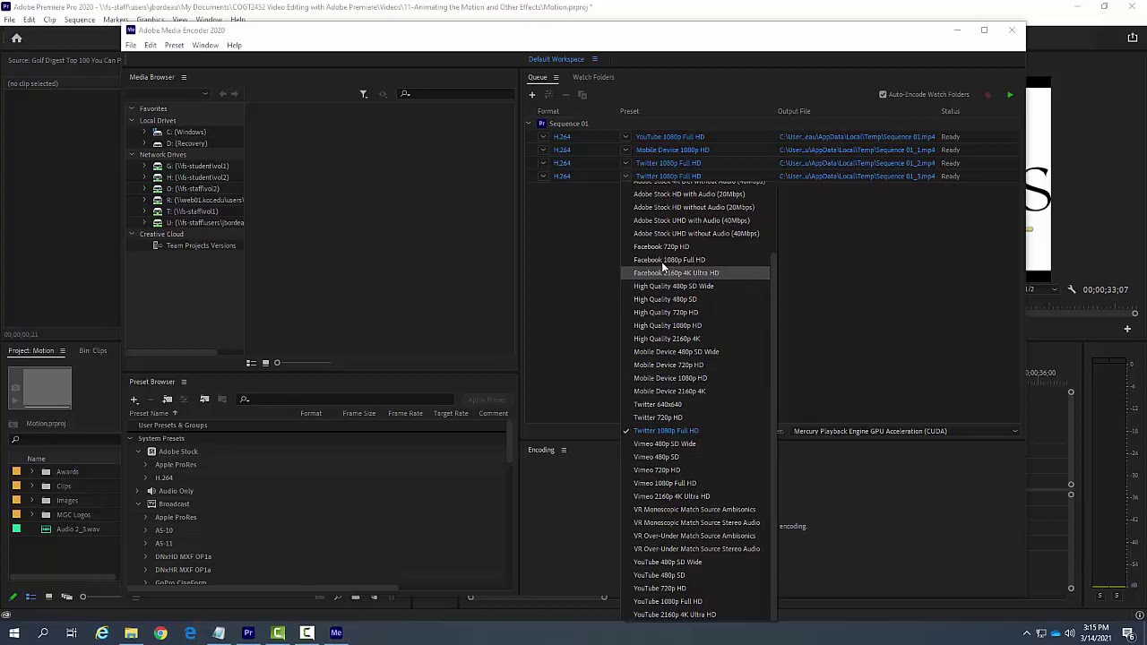 13 03 Exporting a Sequence to Adobe Media Encoder