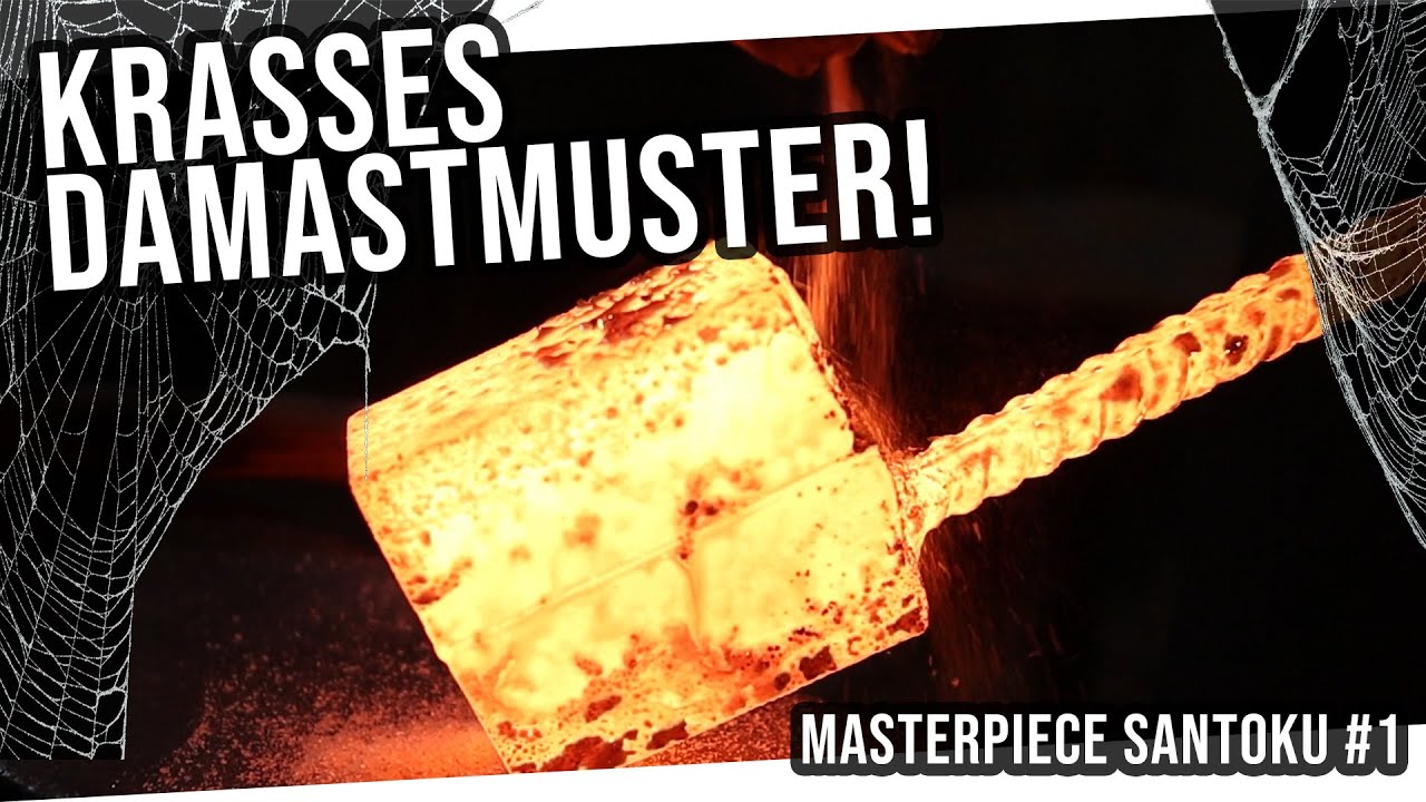 Spinnenweben Damast schmieden: MASTERPIECE SANTOKU #1