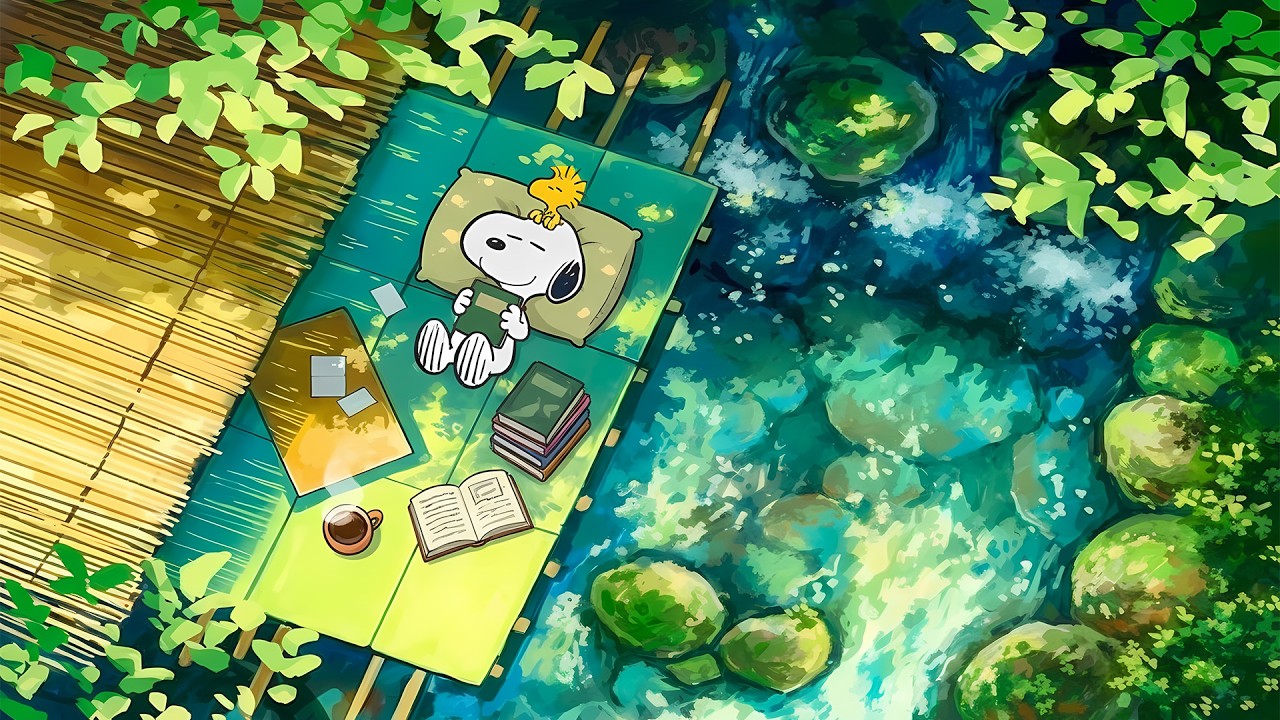 snoopy relaxing by the stream 🌿 lofi hip hop mix ~ beats to relax / study to