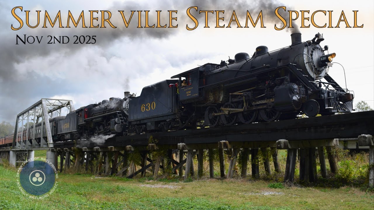 Double-Headed Steam Action: Southern 630 Leads The Summerville Special Into The Sunset.