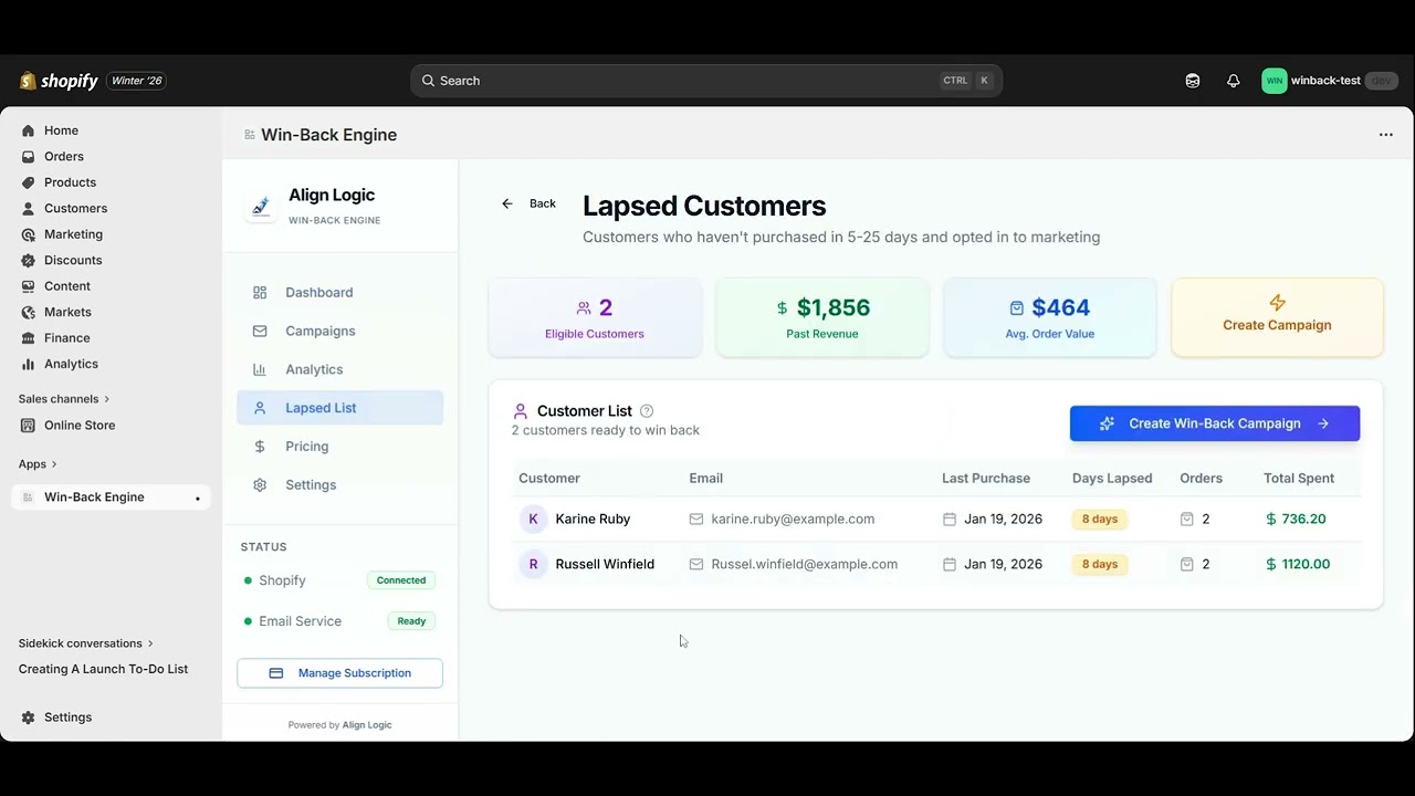 WinBack  AI Powered Customer Retention for Shopify Stores