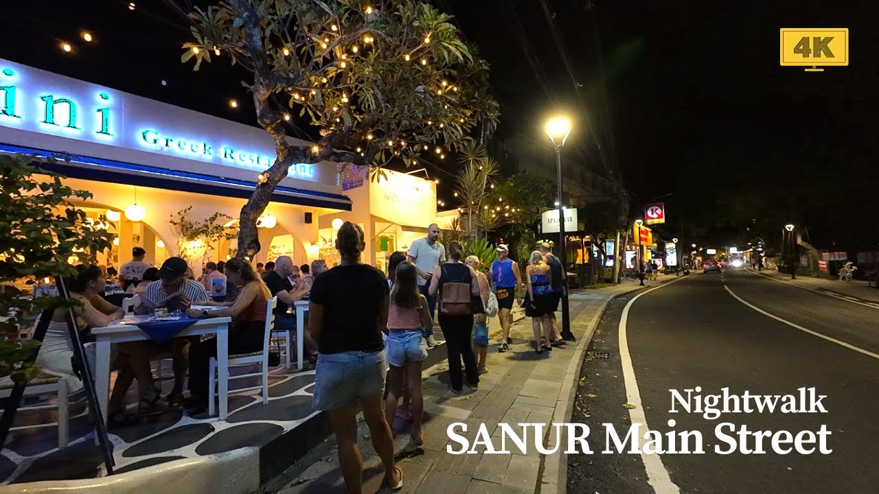 4K Sanur's 2026 New Main Street at Night | Glow Up and Brighter Street | Walking Tour Sanur Bali