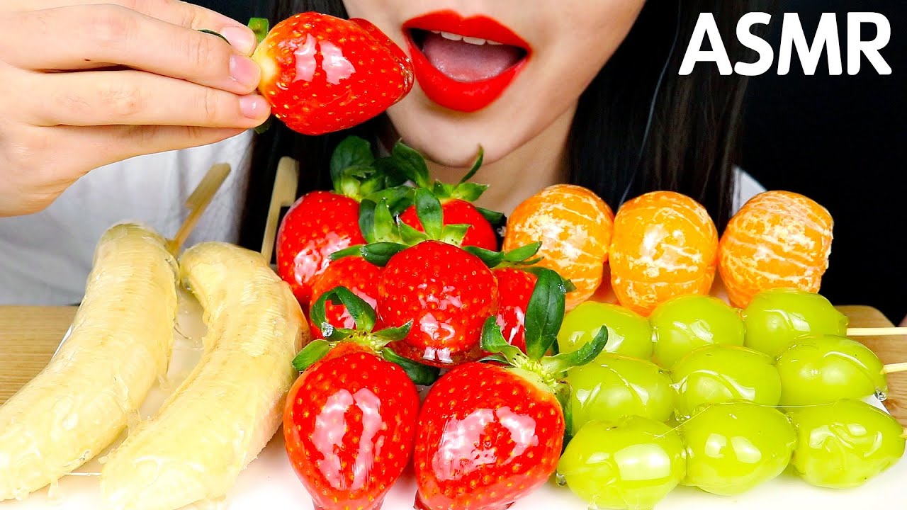 ASMR CANDIED FRUITS TANGHULU 과일 탕후루 먹방 EATING SOUNDS MUKBANG