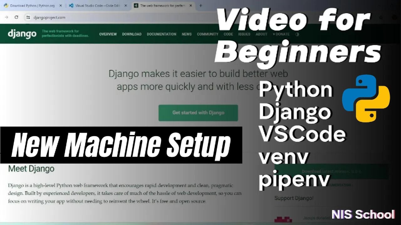 Python Django Tutorial for Beginners | New machine setup | Install python django vscode venv pipenv
