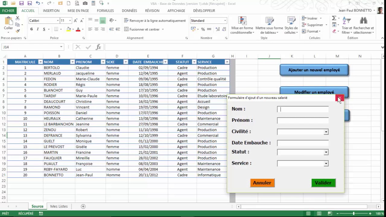 Excel VBA  - Comment gérer une Base de Données (BD)