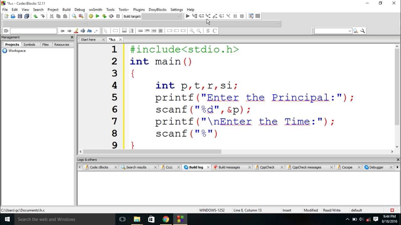 Calculate Simple Intrest in C programming