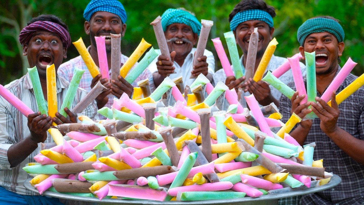 ICE POPS | Natural Fruit Popsicles | Healthy Homemade Ice Pops Making in Village | Ice Cream Recipe