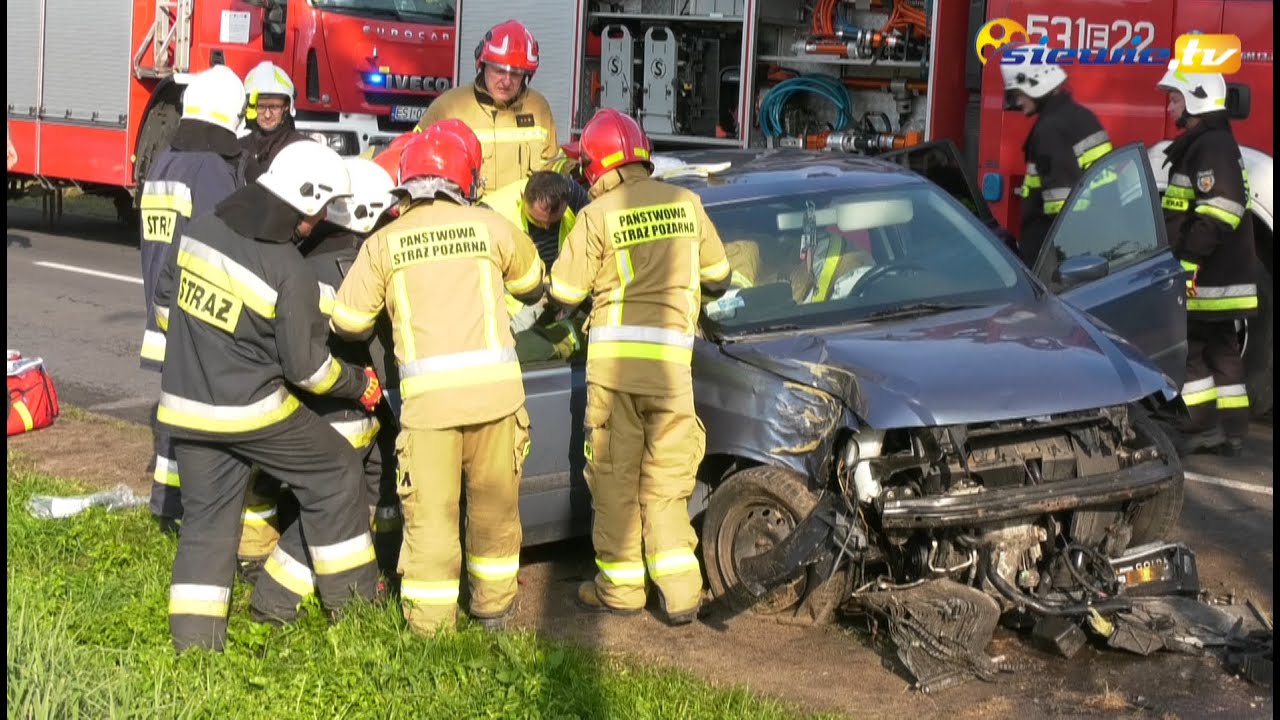 WYPADEK W TUMIDAJU NA DRODZE SIERADZ - BRZEŹNIO - siewie.tv