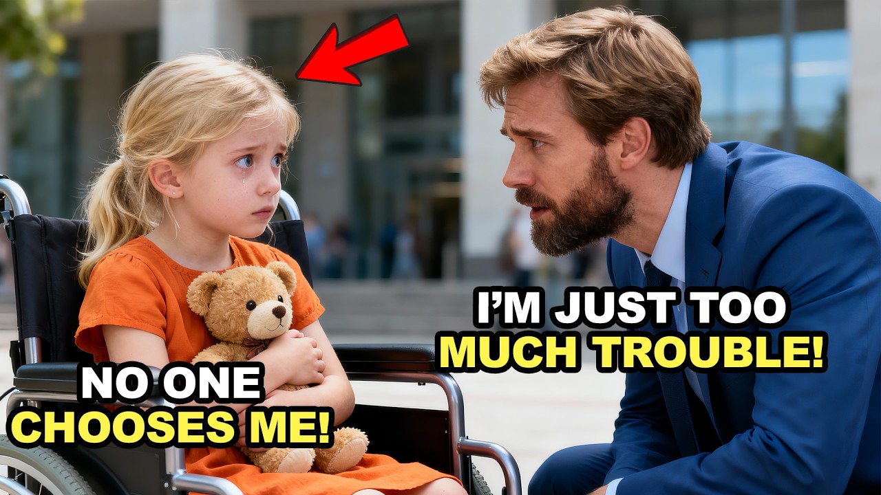 WHEELCHAIR GIRL HOLDS AN OLD TEDDY AS A BILLIONAIRE ARRIVES — HER WHISPER BREAKS HIM