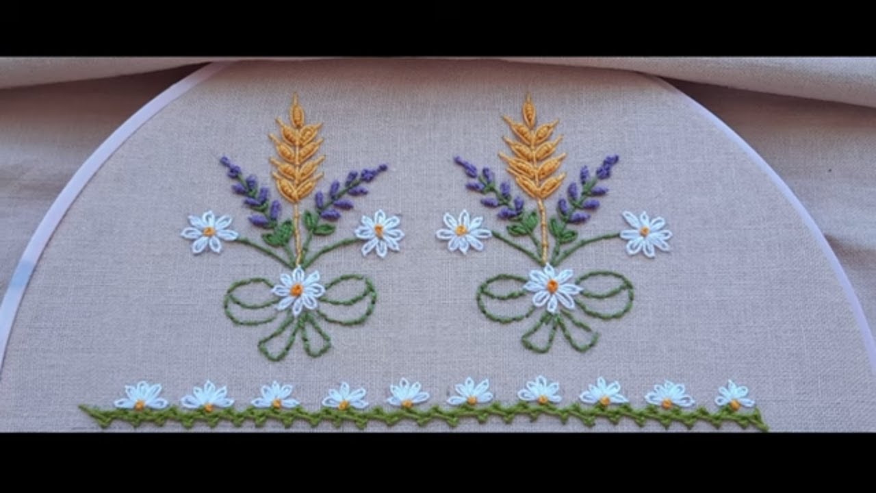 Best Way to Embroider a Flower Border Line of Wildflowers