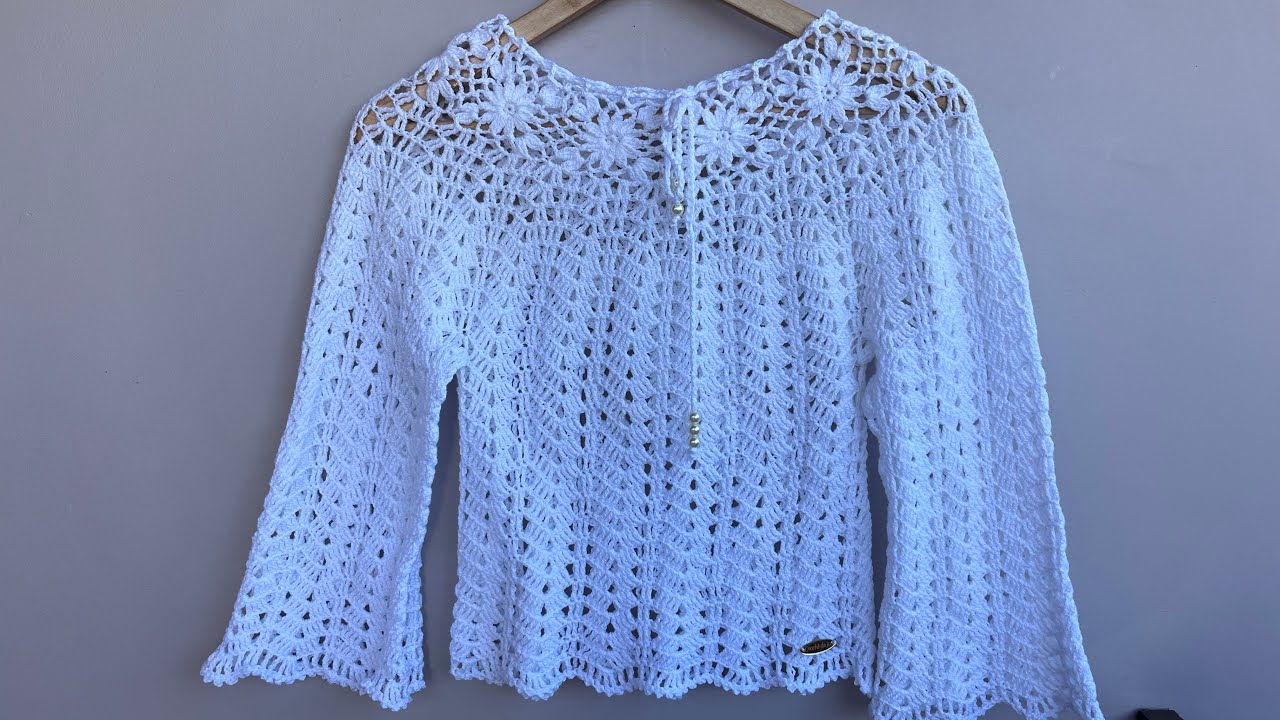 Bata branca em crochê ! Blusa em crochê !