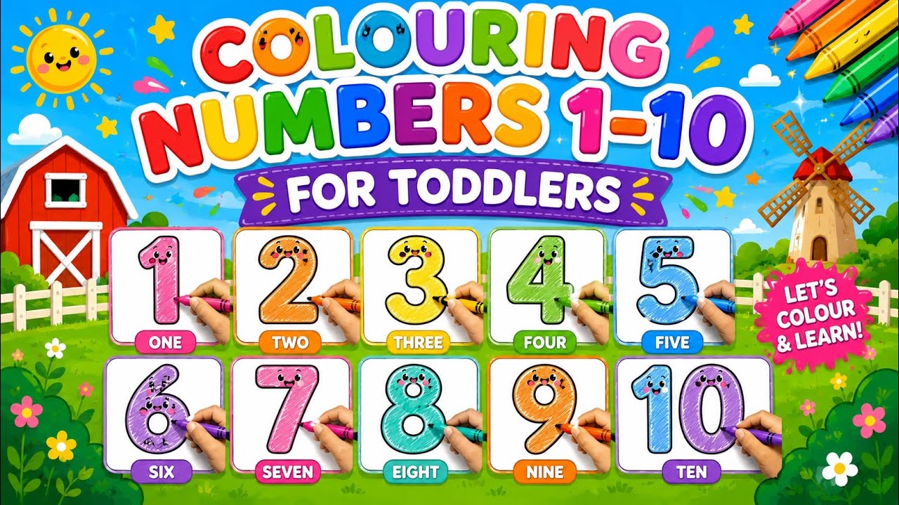 Learn Numbers 1-10 for Toddlers | Counting & Coloring Objects for Kids