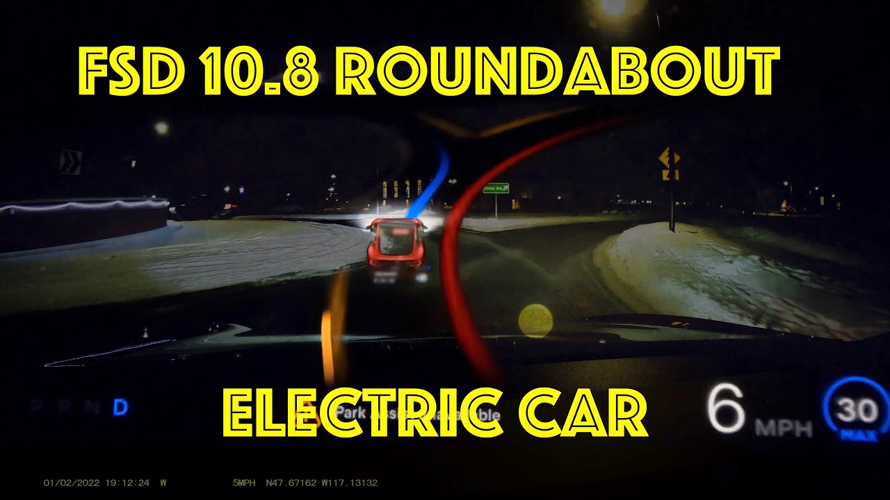 Tesla FSD 10.8 on roundabouts
