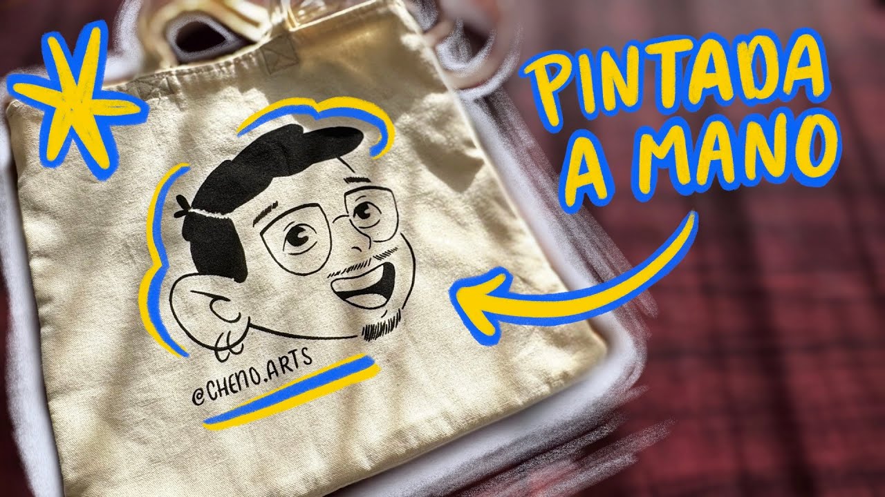Así PINTÉ mi TOTE BAG con PINTURA ACRÍLICA 🖌️ (como pintar tela) | Cheno.arts