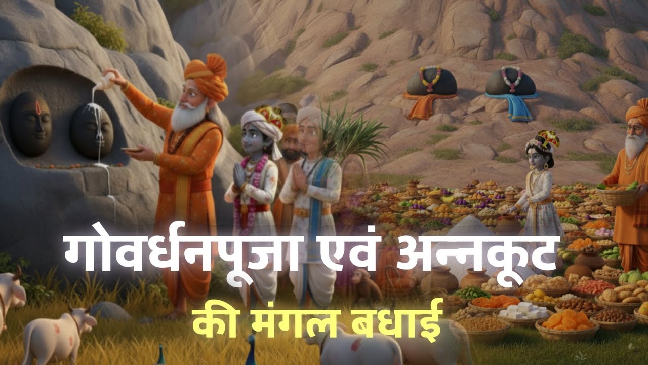Govardhan Puja Darshan | Annakut Darshan | Girirajji Pujan | Animation | Krishna leela | Shrinathji