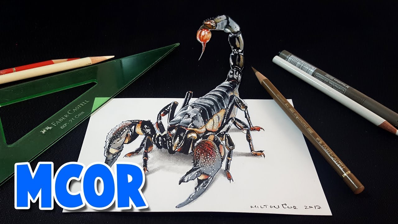 Como Dibujar un Escorpion en 3D - How to Draw 3D Scorpion