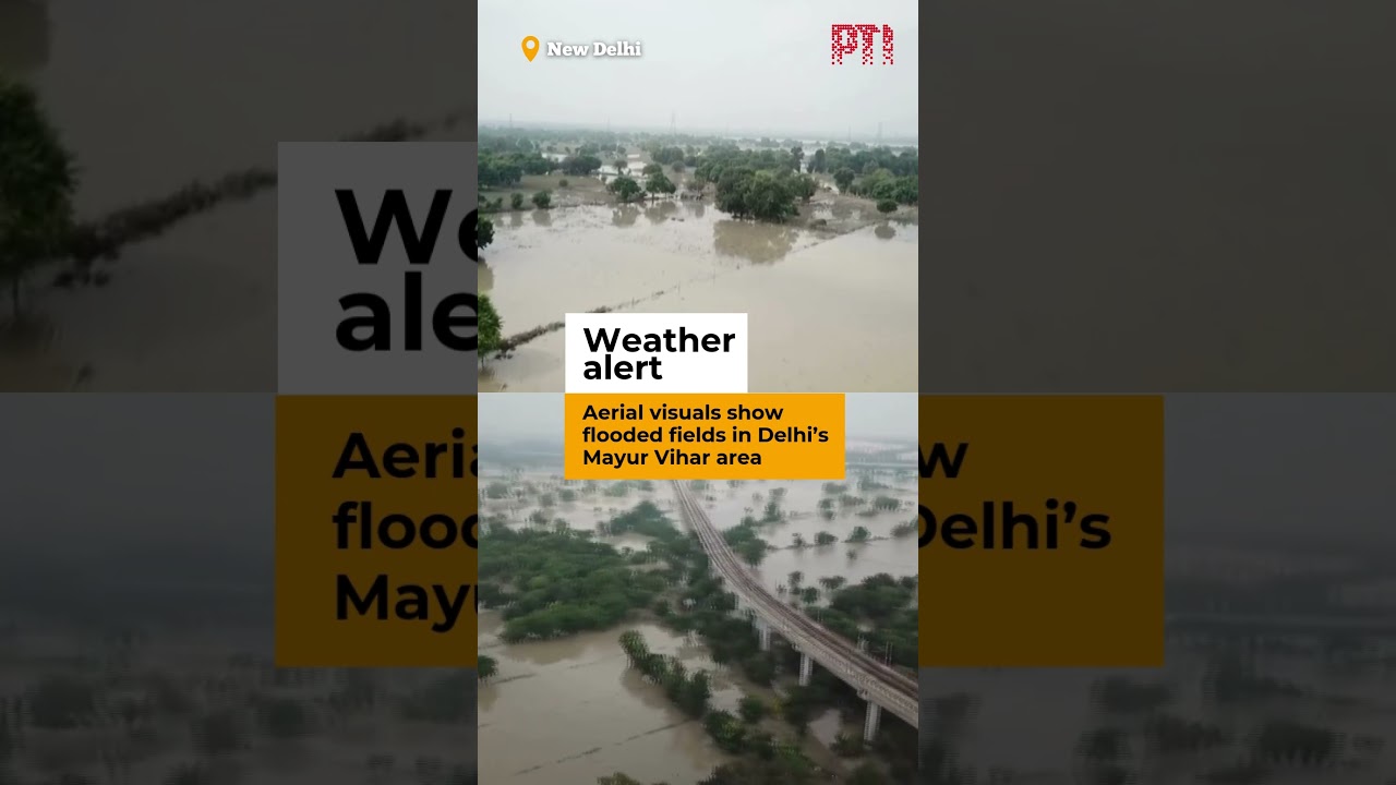 Aerial visuals show flooded fields in Delhi&rsquo;s Mayur Vihar area
