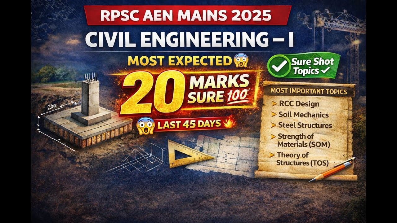 RPSC AEN Mains 2025 🔥 Civil Engineering-I | Most Expected 20 Marks Topics 💯