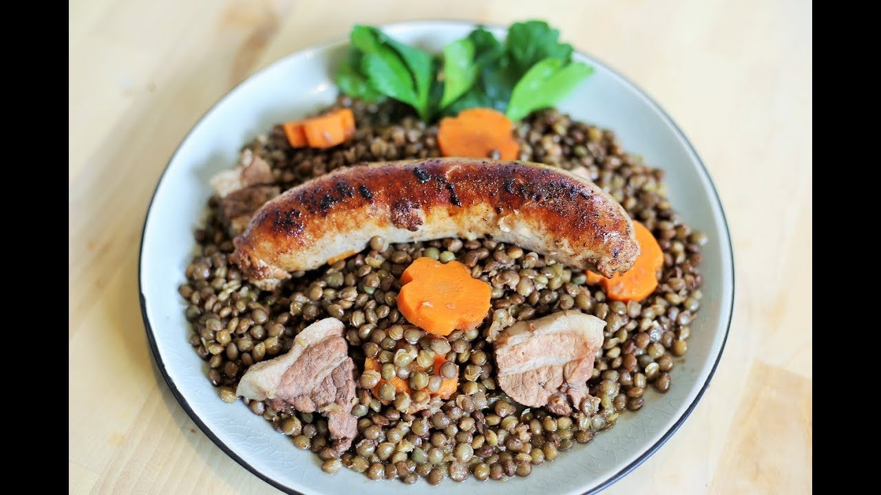 Slow cooked Green Lentils & Sausage -| French Bistro Recipes