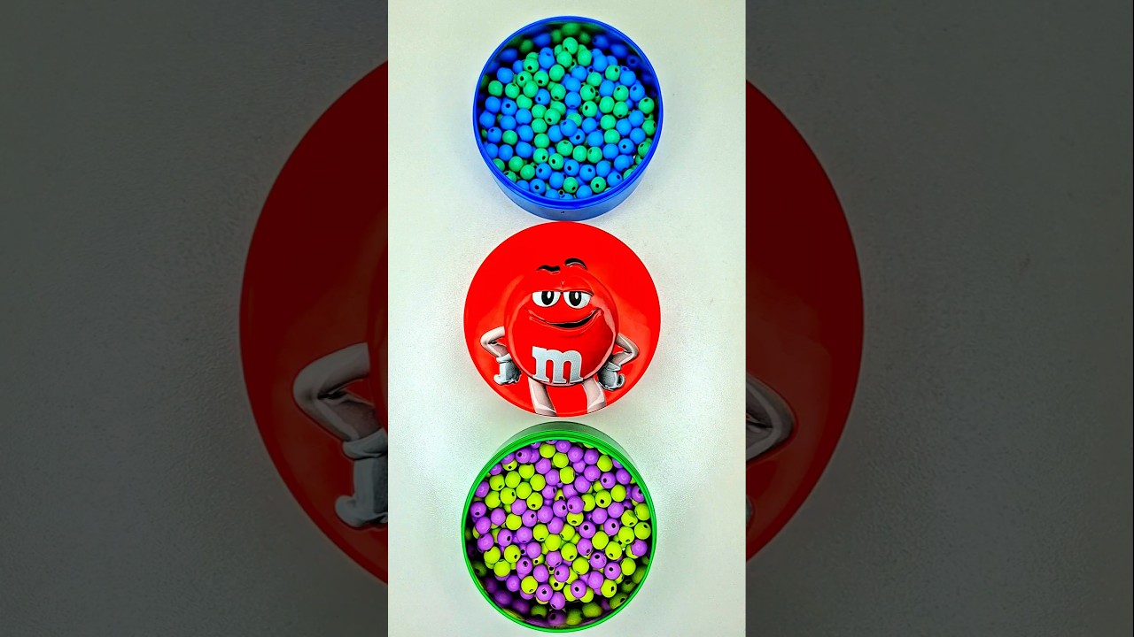Minutes Satisfying with Rainbow M&M'S Candy Unpacking From Glossy Containers ASMR Beads Surprise