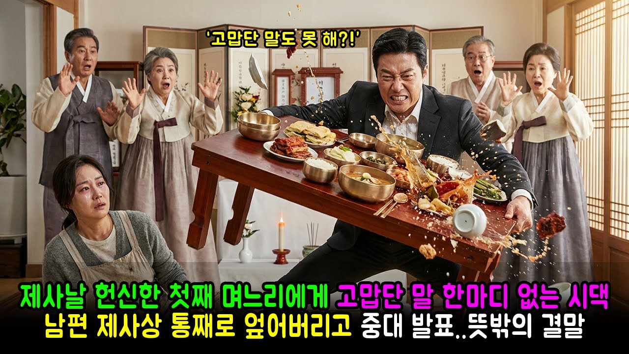 제사날 헌신한 첫째 며느리에게 고맙단 말 한마디 없는 시댁, 남편 제사상 통째로 엎어버리고 중대 발표..뜻밖의 결말 | 감동사연 | 노후사연 | 막장사연