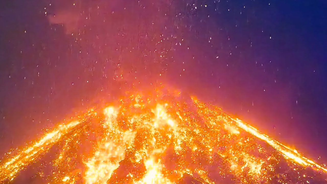 Raining Fire from the Sky - Surreal Explosion, Shockwave - Fuego Volcano, Guatemala (Feb 7 2026)
