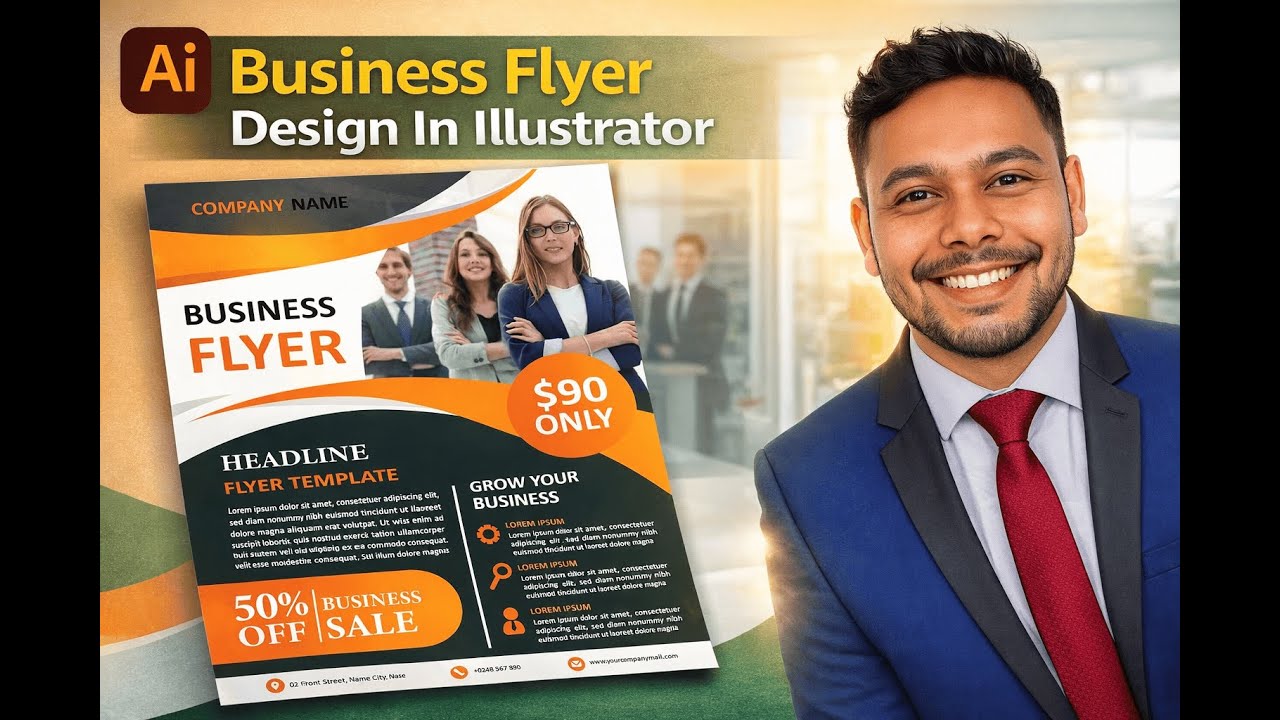 Adobe Illustrator দিয়ে Business Flyer Design  Beginner to Pro Tutorial Bangla