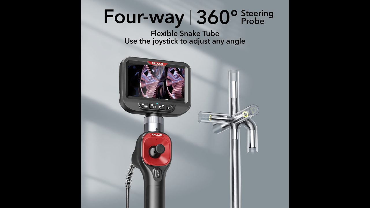 Ralcam 4 ways 360&deg; Articulating Borescope F606B, inspection Camera with IPS Screen.