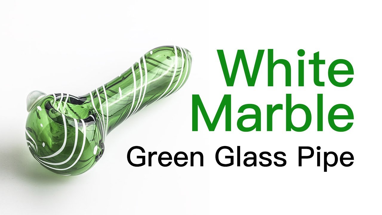 White Marble Green Glass Pipe| PuffingBird.com