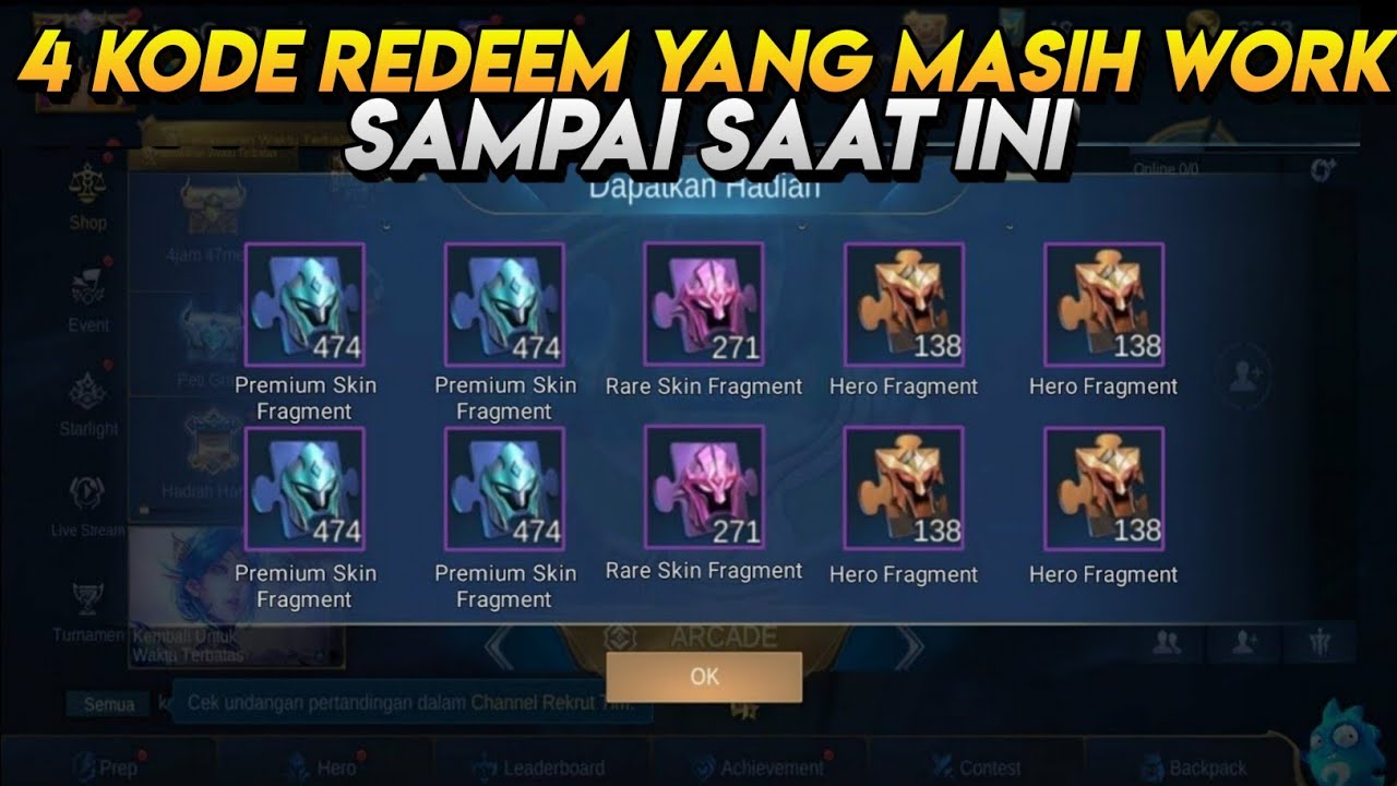 4 KODE REDEEM YANG MASIH WORK SAMPAI SEKARANG!!! NEW REDEMPTION CODE MOBILE LEGEND!
