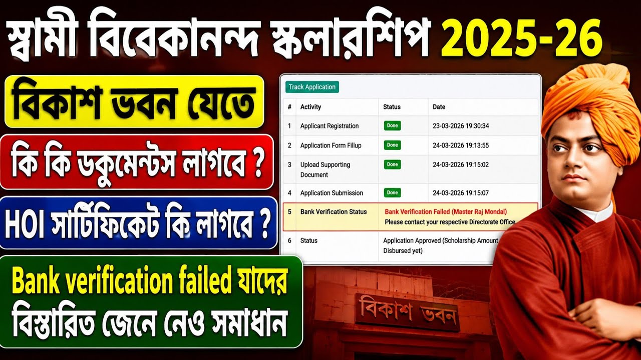 SVMCM Scholarship Bank Verification Failed 2025-26। Bank Verification Failed For Svmcm Scholarship
