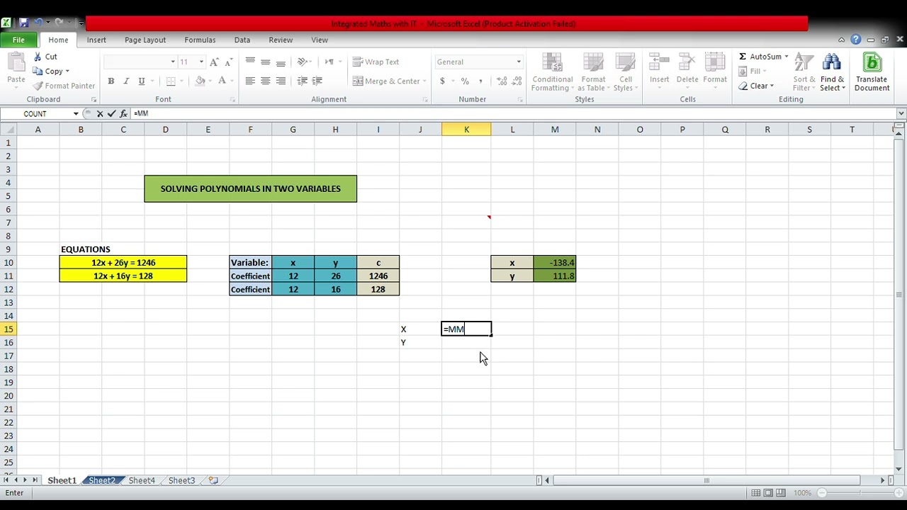 How to solve Polynomials in TWO variables using MS EXCEL | Basharat Esar |