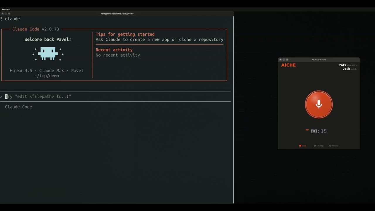 Linux Voice Dictation for Claude Code | AICHE Demo