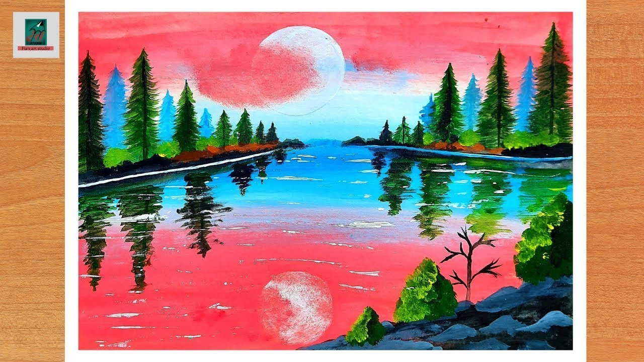 Acrylic Painting    How To Paint Beautiful Night Scenery For Beginners