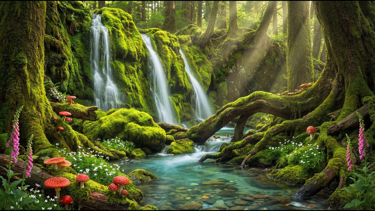 Relaxing Music with Waterfall & Bird Singing for Deep Sleep | Soothing Nature Sounds for Calm
