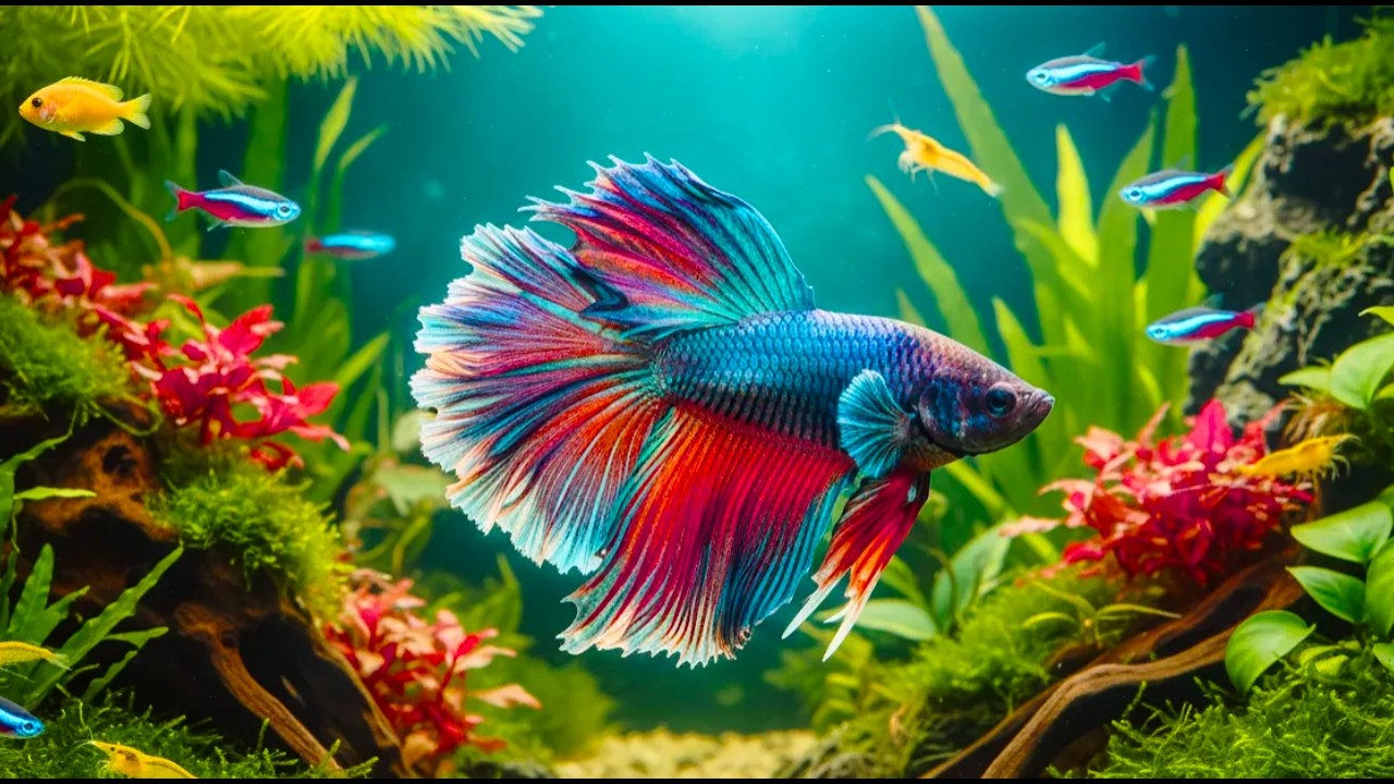 Most Beautiful River & Ocean Fish in the World | 4K Ultra HD Aquarium Relaxing Scene And Calm Piano