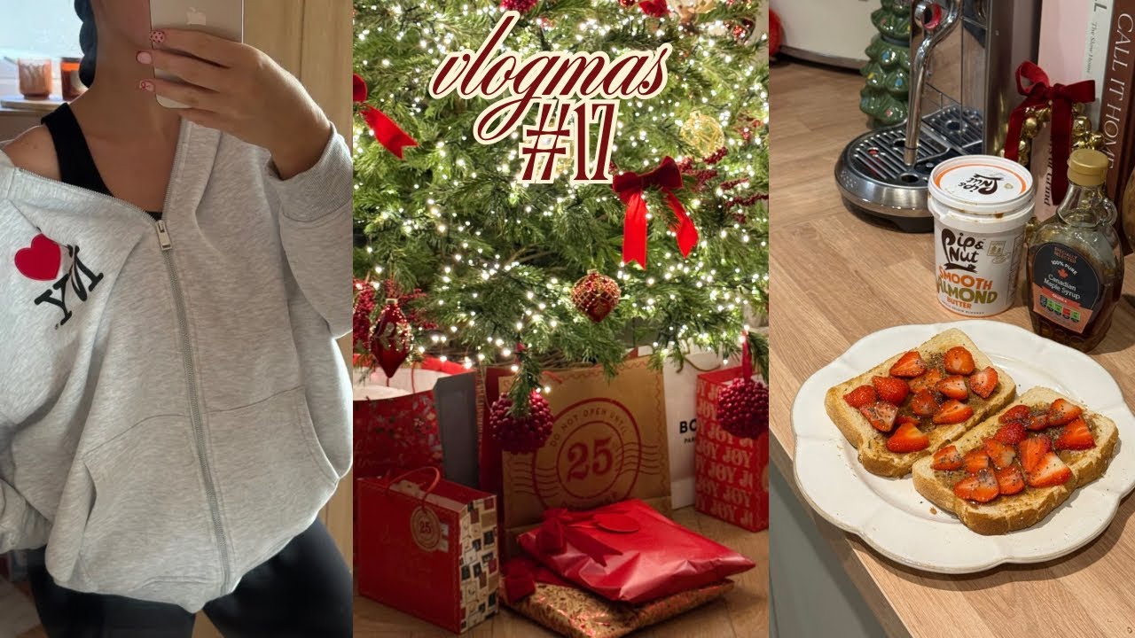 cosy day at home: christmas breakfast + more decorating + wrapping! vlogmas #17