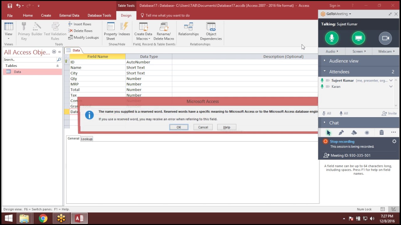 1  Apply VBA Code in Form in MS Access 2016 in Hindi