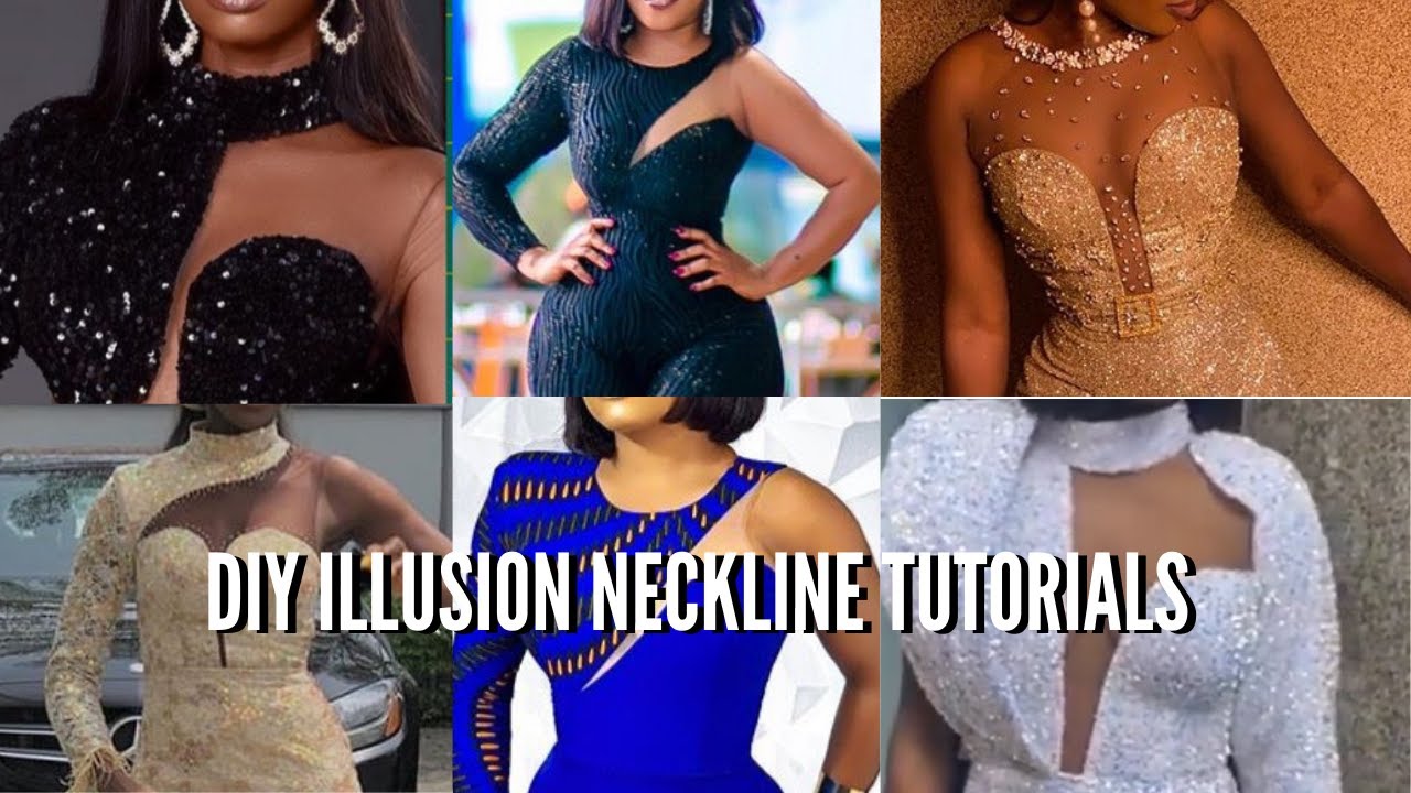 DIY ILLUSION NECKLINE TUTORIALS| TRENDY NECKLINE STYLES: how to cut different illusion necklines