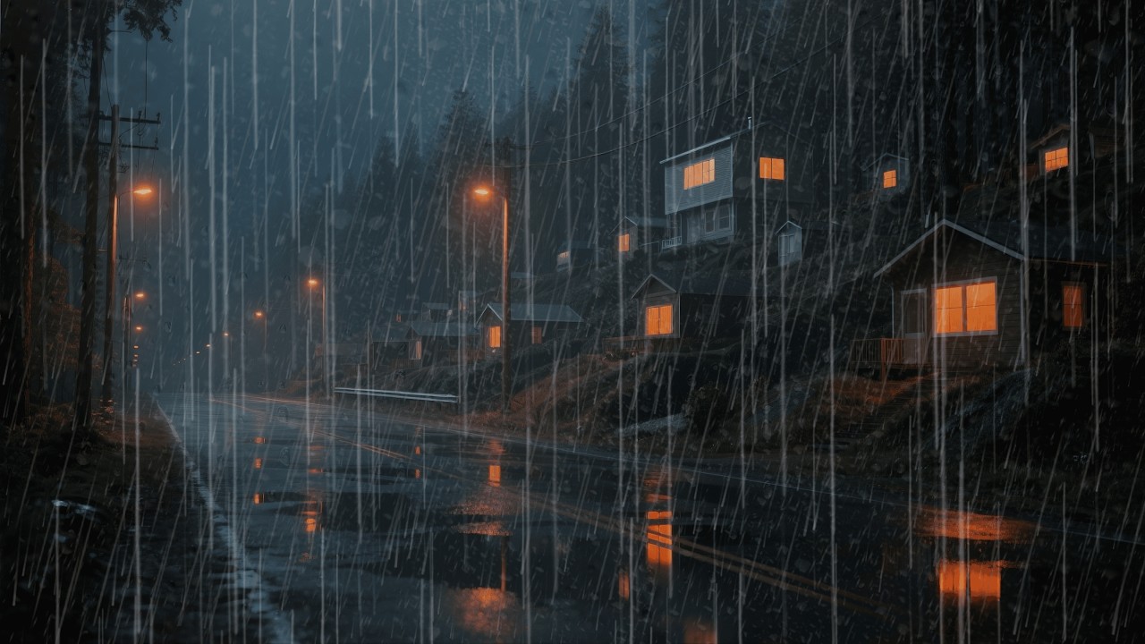🌧️ Calming Rain Sounds for Sleep (NO THUNDER, NO ADS) - Night Rain Along Forest Road