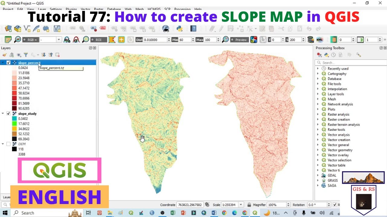 Как создать КАРТУ УКЛОНА в QGIS