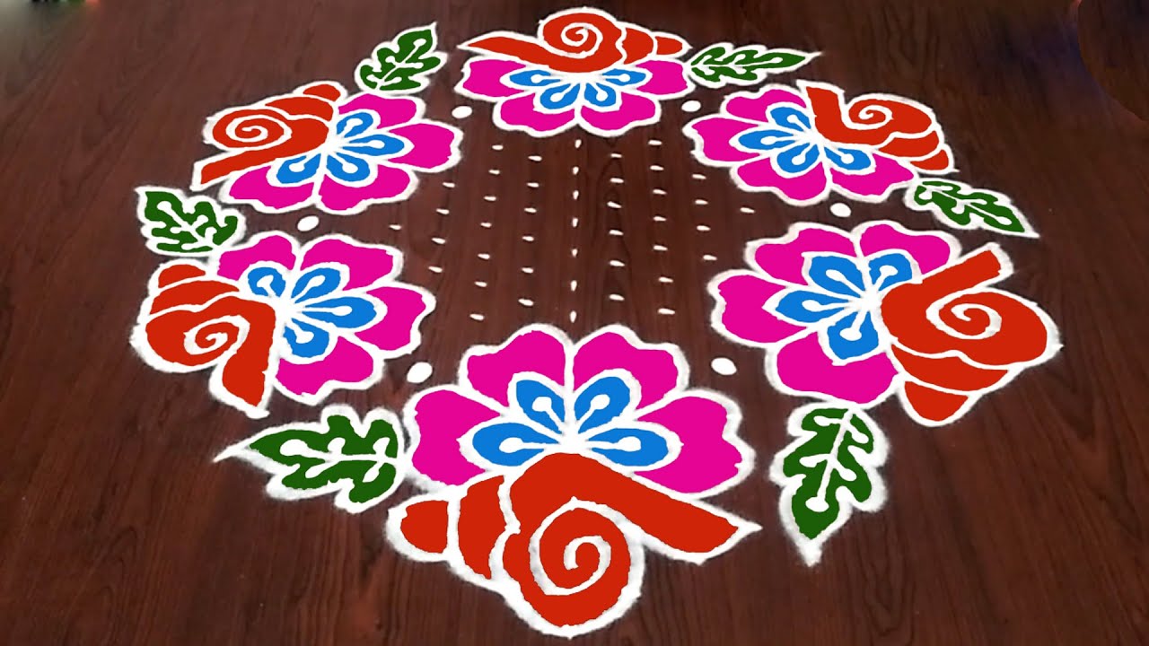 Sankranthi chukkala muggulu 19x10 middle dots/Shanqu&sankranthi special flower kolam designs
