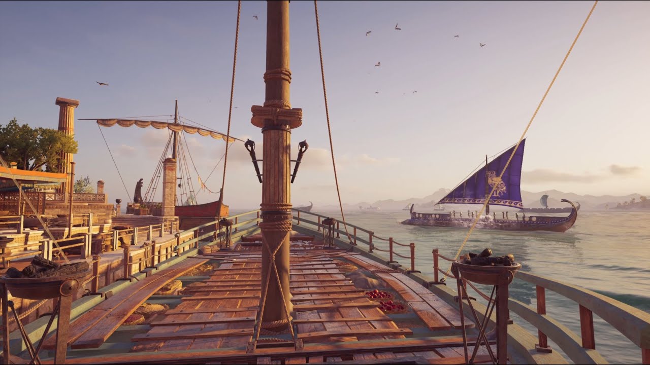 Ancient Greece - Trading Ship in Port - 4K | Ambience & Music | Assassin's Creed Odyssey